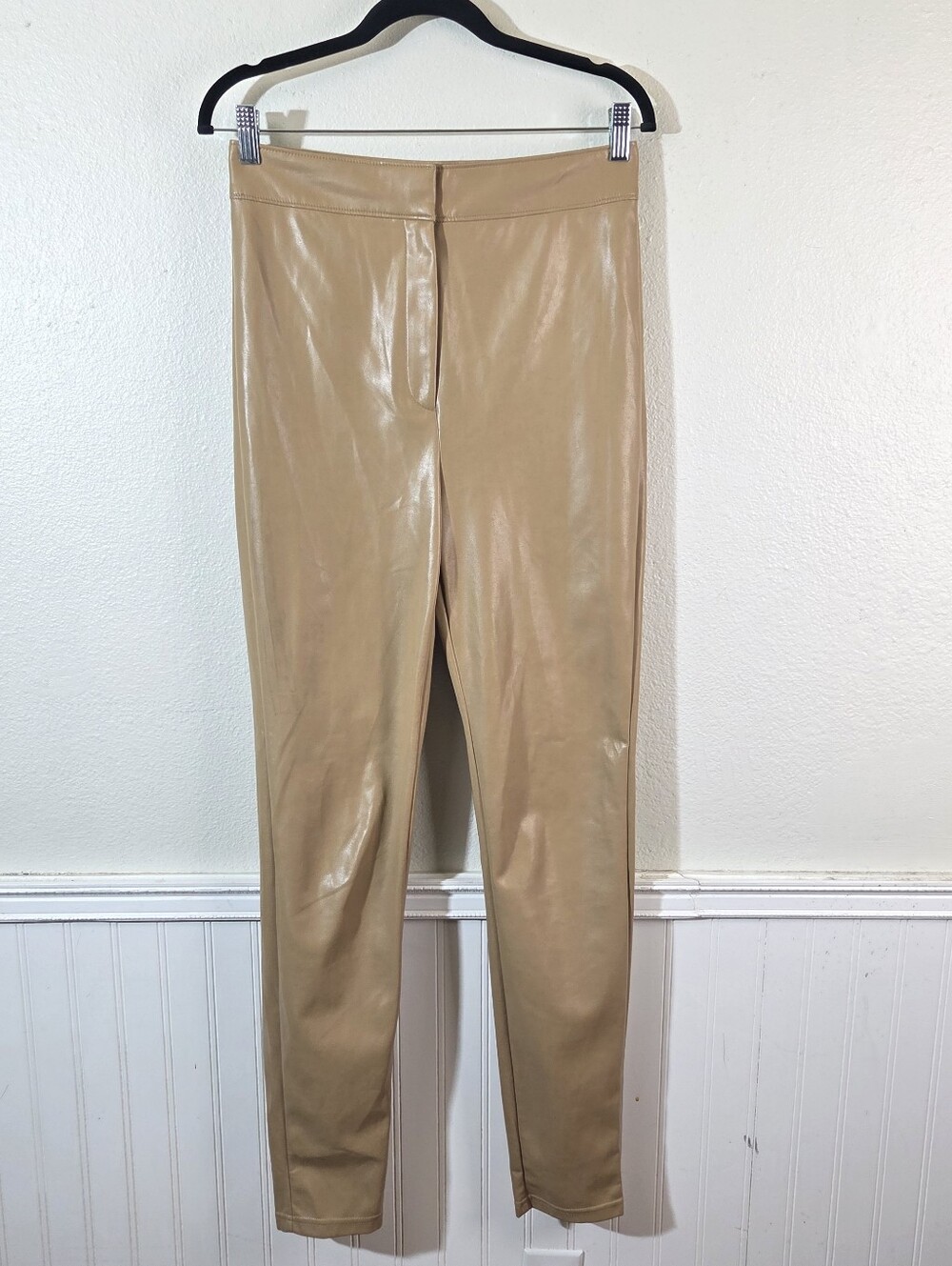 Babaton Aritzia Vegan Faux Leather Skinny Pants Womens Size 8 Camel Beige